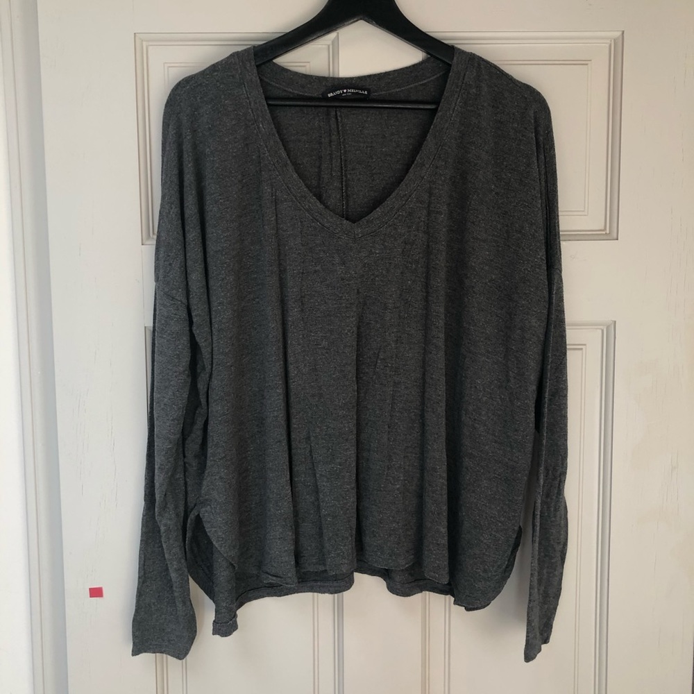 Brandy Melville Grey Long Sleeve Stretchy Top